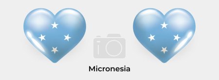 Micronesia flag realistic glas heart icon vector illustration