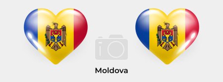 Téléchargez les illustrations : Moldavie drapeau réaliste glas coeur icône vectoriel illustration - en licence libre de droit