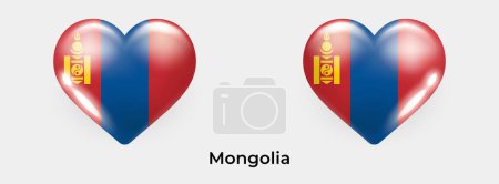 Téléchargez les illustrations : Drapeau Mongolie réaliste glas coeur icône vectoriel illustration - en licence libre de droit