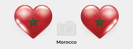 Téléchargez les illustrations : Drapeau Maroc réaliste glas coeur icône vectoriel illustration - en licence libre de droit