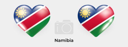 Illustration for Namibia flag realistic glas heart icon vector illustration - Royalty Free Image