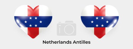 Illustration for Netherlands Antilles flag realistic glas heart icon vector illustration - Royalty Free Image