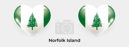 Téléchargez les illustrations : Drapeau Norfolk Island réaliste glas coeur icône vectoriel illustration - en licence libre de droit
