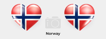 Téléchargez les illustrations : Drapeau norvégien réaliste glas coeur icône vectoriel illustration - en licence libre de droit