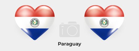 Illustration for Paraguay flag realistic glas heart icon vector illustration - Royalty Free Image