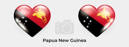 Téléchargez les illustrations : Papouasie-Nouvelle-Guinée drapeau réaliste glas coeur icône vectoriel illustration - en licence libre de droit