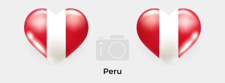 Téléchargez les illustrations : Drapeau Pérou réaliste glas coeur icône vectoriel illustration - en licence libre de droit