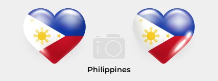 Téléchargez les illustrations : Philippines drapeau réaliste glas coeur icône vectoriel illustration - en licence libre de droit