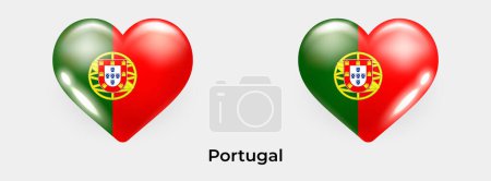 Téléchargez les illustrations : Portugal drapeau réaliste glas coeur icône vectoriel illustration - en licence libre de droit
