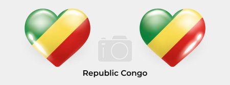 Ilustración de República Congo bandera realista glas corazón icono vector ilustración - Imagen libre de derechos
