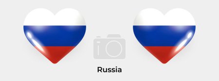Téléchargez les illustrations : Russie drapeau réaliste glas coeur icône vectoriel illustration - en licence libre de droit