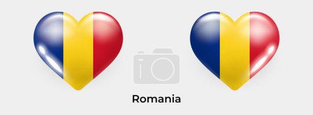 Téléchargez les illustrations : Drapeau Roumanie réaliste glas coeur icône vectoriel illustration - en licence libre de droit
