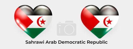 Illustration for Sahrawi Arab Democratic Republic flag realistic glas heart icon vector illustration - Royalty Free Image