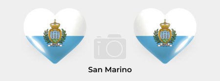 Ilustración de Bandera de San Marino realista vidrio icono del corazón ilustración vectorial - Imagen libre de derechos