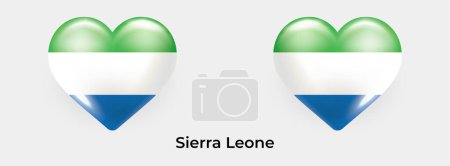 Illustration for Sierra Leone flag realistic glas heart icon vector illustration - Royalty Free Image