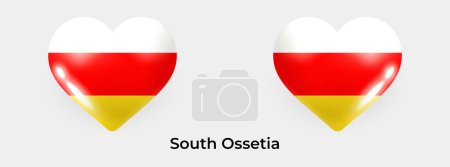 Téléchargez les illustrations : Ossétie du Sud drapeau réaliste glas coeur icône vectoriel illustration - en licence libre de droit