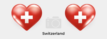 Téléchargez les illustrations : Suisse drapeau réaliste glas coeur icône vectoriel illustration - en licence libre de droit