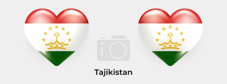 Téléchargez les illustrations : Drapeau Tadjikistan réalistes glas coeur icône vectoriel illustration - en licence libre de droit