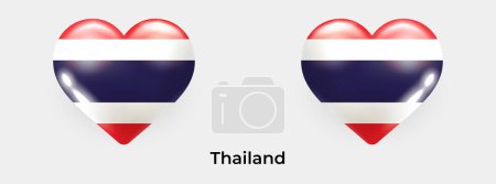 Téléchargez les illustrations : Drapeau Thaïlande réaliste glas icône de coeur illustration vectorielle - en licence libre de droit
