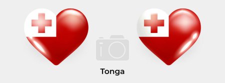 Téléchargez les illustrations : Drapeau Tonga réaliste glas coeur icône vectoriel illustration - en licence libre de droit