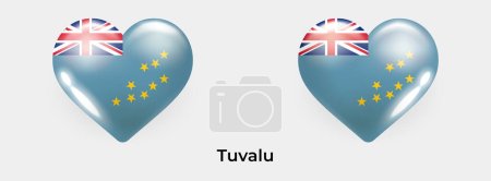 Illustration for Tuvalu flag realistic glas heart icon vector illustration - Royalty Free Image