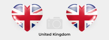 Téléchargez les illustrations : Royaume-Uni drapeau réaliste glas coeur icône vectoriel illustration - en licence libre de droit