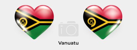 Téléchargez les illustrations : Vanuatu drapeau réaliste glas coeur icône vectoriel illustration - en licence libre de droit