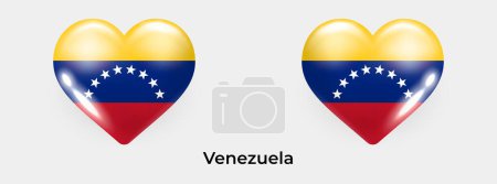 Téléchargez les illustrations : Drapeau Venezuela réaliste glas coeur icône vectoriel illustration - en licence libre de droit