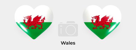 Illustration for Wales flag realistic glas heart icon vector illustration - Royalty Free Image