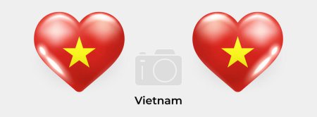 Illustration for Vietnam flag realistic glas heart icon vector illustration - Royalty Free Image