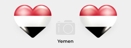 Illustration for Yemen flag realistic glas heart icon vector illustration - Royalty Free Image