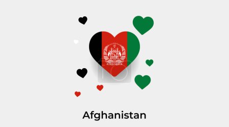 Téléchargez les illustrations : Drapeau Afghanistan forme de coeur avec des cœurs supplémentaires illustration vectorielle icône - en licence libre de droit