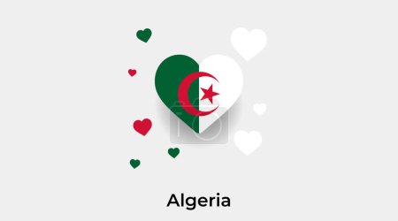 Illustration for Algeria flag heart shape with additional hearts icon vector illustration - Royalty Free Image