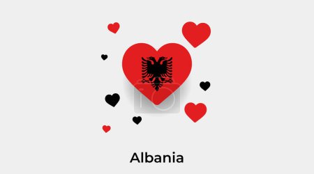 Illustration for Albania flag heart shape with additional hearts icon vector illustration - Royalty Free Image