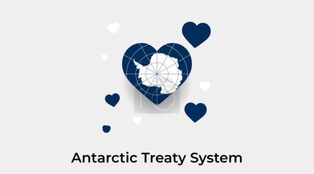 Illustration for Antarctic Treaty System flag heart shape with additional hearts icon vector illustration - Royalty Free Image