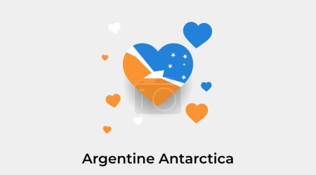 Illustration for Argentine Antarctica flag heart shape with additional hearts icon vector illustration - Royalty Free Image