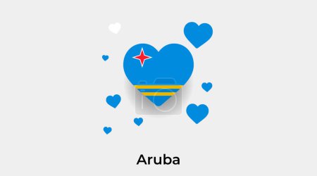 Illustration for Aruba flag heart shape with additional hearts icon vector illustration - Royalty Free Image
