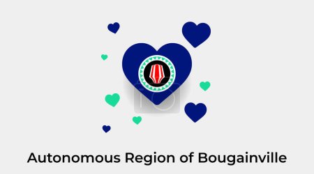 Illustration for Autonomous Region of Bougainville flag heart shape with additional hearts icon vector illustration - Royalty Free Image