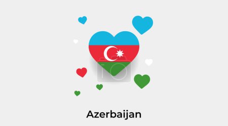 Illustration for Azerbaijan flag heart shape with additional hearts icon vector illustration - Royalty Free Image