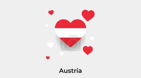 Austria flag heart shape with additional hearts icon vector illustration