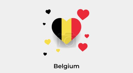 Illustration for Belgium flag heart shape with additional hearts icon vector illustration - Royalty Free Image