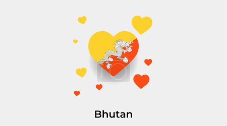 Illustration for Bhutan flag heart shape with additional hearts icon vector illustration - Royalty Free Image