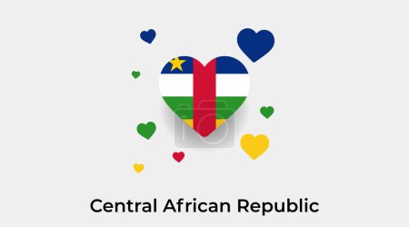 Illustration for Central African Republic flag heart shape with additional hearts icon vector illustration - Royalty Free Image