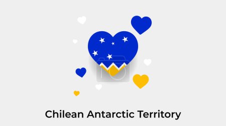 Téléchargez les illustrations : Drapeau du territoire antarctique chilien forme de coeur avec des cœurs supplémentaires illustration vectorielle icône - en licence libre de droit
