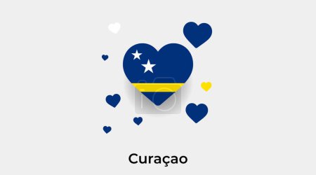 Illustration for Curacao flag heart shape with additional hearts icon vector illustration - Royalty Free Image
