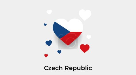 Téléchargez les illustrations : Drapeau République tchèque forme de coeur avec des coeurs supplémentaires icône illustration vectorielle - en licence libre de droit