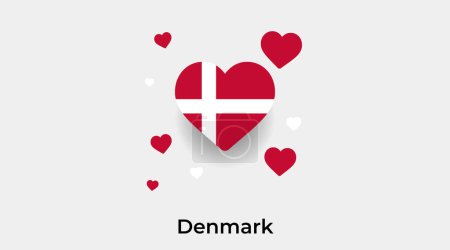 Illustration for Denmark flag heart shape with additional hearts icon vector illustration - Royalty Free Image