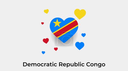 Téléchargez les illustrations : République démocratique du Congo drapeau forme de coeur avec des cœurs supplémentaires icône illustration vectorielle - en licence libre de droit
