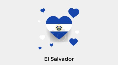 Téléchargez les illustrations : El Salvador drapeau forme de coeur avec des cœurs supplémentaires icône vectorielle illustration - en licence libre de droit