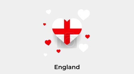 Illustration for England flag heart shape with additional hearts icon vector illustration - Royalty Free Image